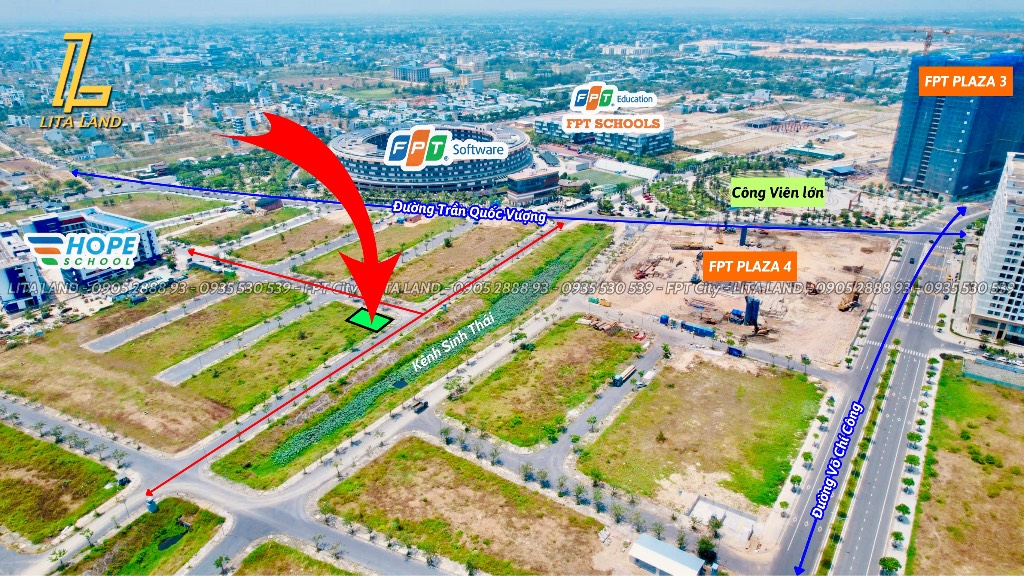 Bán lô góc VIP Khu FPT City Đà Nẵng view kênh sinh thái Khu V6, đối diện chung cư Plaza 4